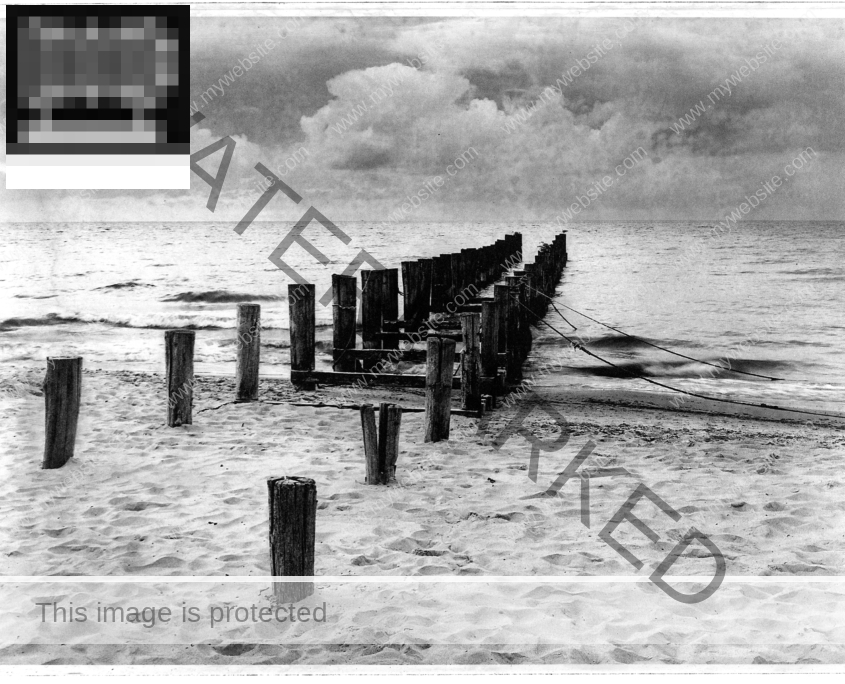 Reste alte Seebrücke Zingst, Polymergravüre